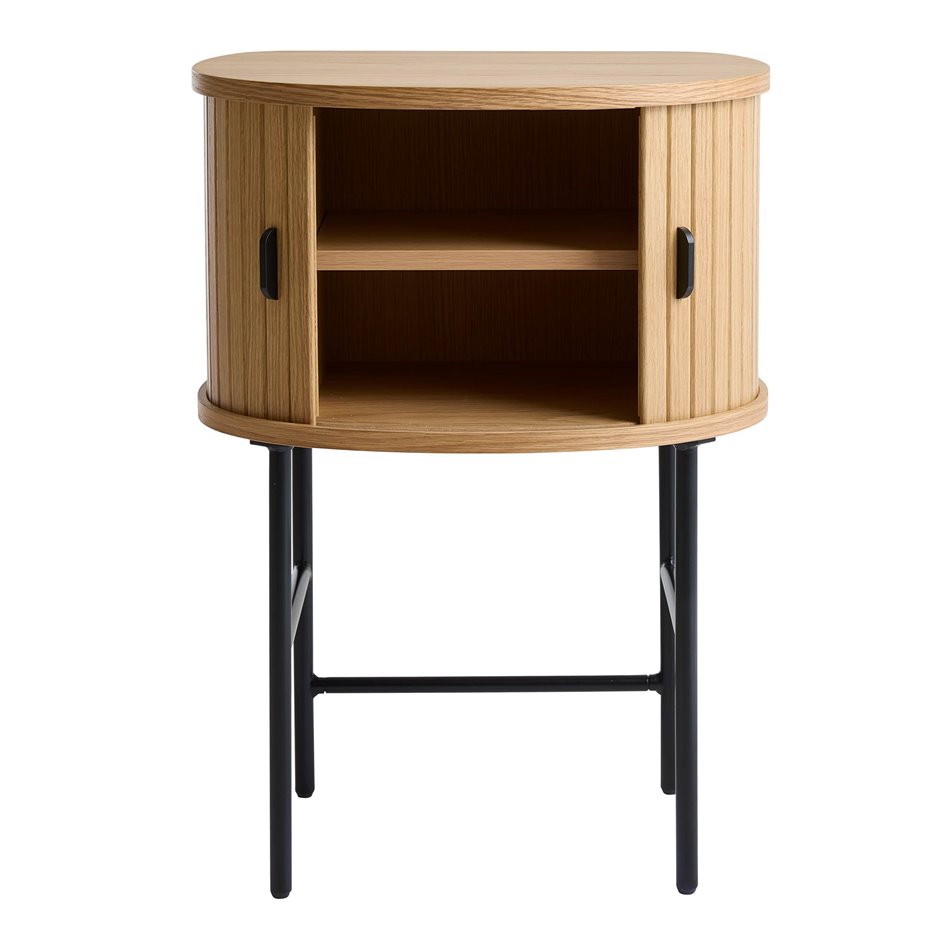 Side table Nola, natural color, metal/oak veneer/MDF, H70x50x40cm