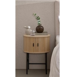 Side table Nola, natural color, metal/oak veneer/MDF, H70x50x40cm