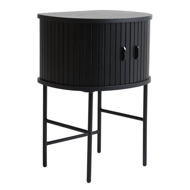 Side table Nola, black oak color, metal/oak veneer/MDF, H70x50x40cm