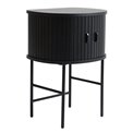 Side table Nola, black oak color, metal/oak veneer/MDF, H70x50x40cm