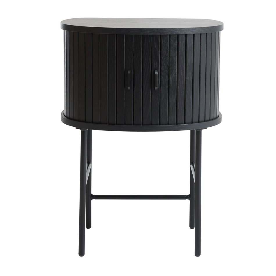 Side table Nola, black oak color, metal/oak veneer/MDF, H70x50x40cm