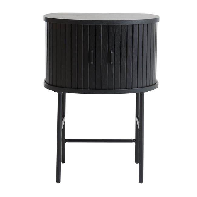 Side table Nola, black oak color, metal/oak veneer/MDF, H70x50x40cm