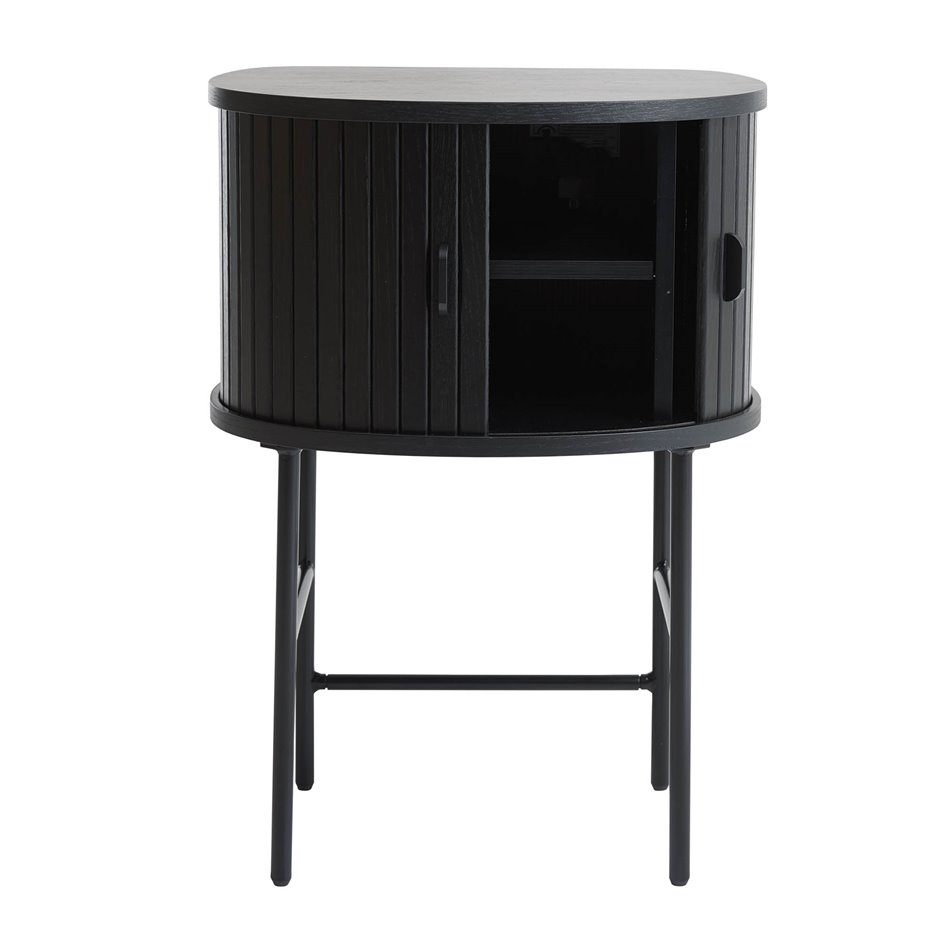 Side table Nola, black oak color, metal/oak veneer/MDF, H70x50x40cm