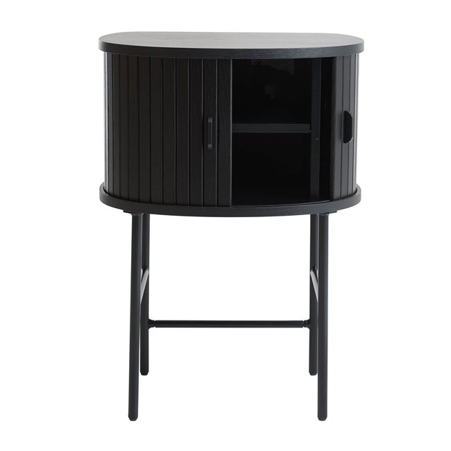 Side table Nola, black oak color, metal/oak veneer/MDF, H70x50x40cm