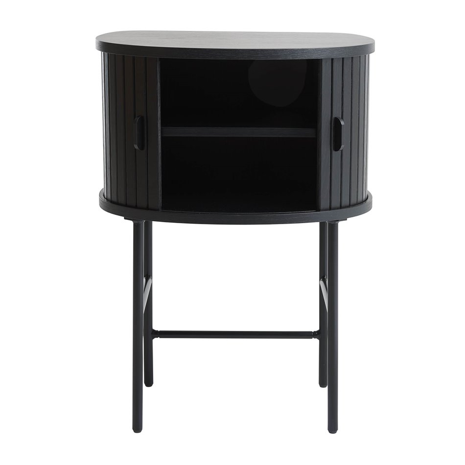 Side table Nola, black oak color, metal/oak veneer/MDF, H70x50x40cm