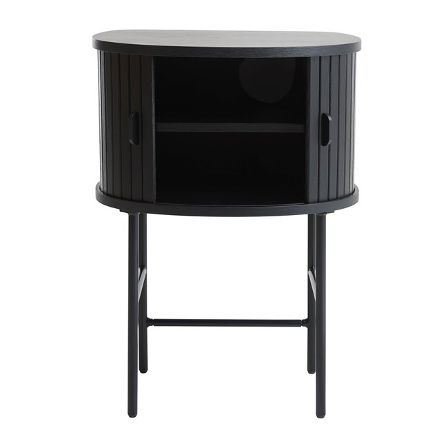Side table Nola, black oak color, metal/oak veneer/MDF, H70x50x40cm