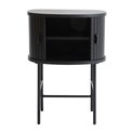 Side table Nola, black oak color, metal/oak veneer/MDF, H70x50x40cm