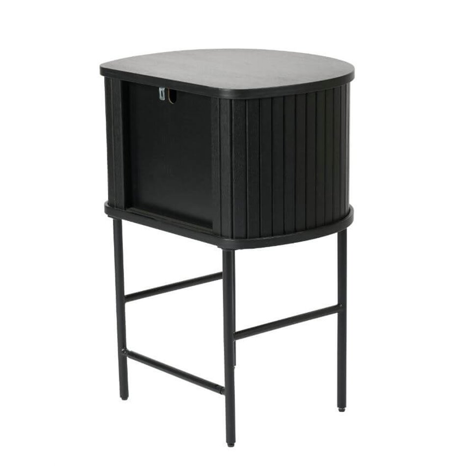 Side table Nola, black oak color, metal/oak veneer/MDF, H70x50x40cm