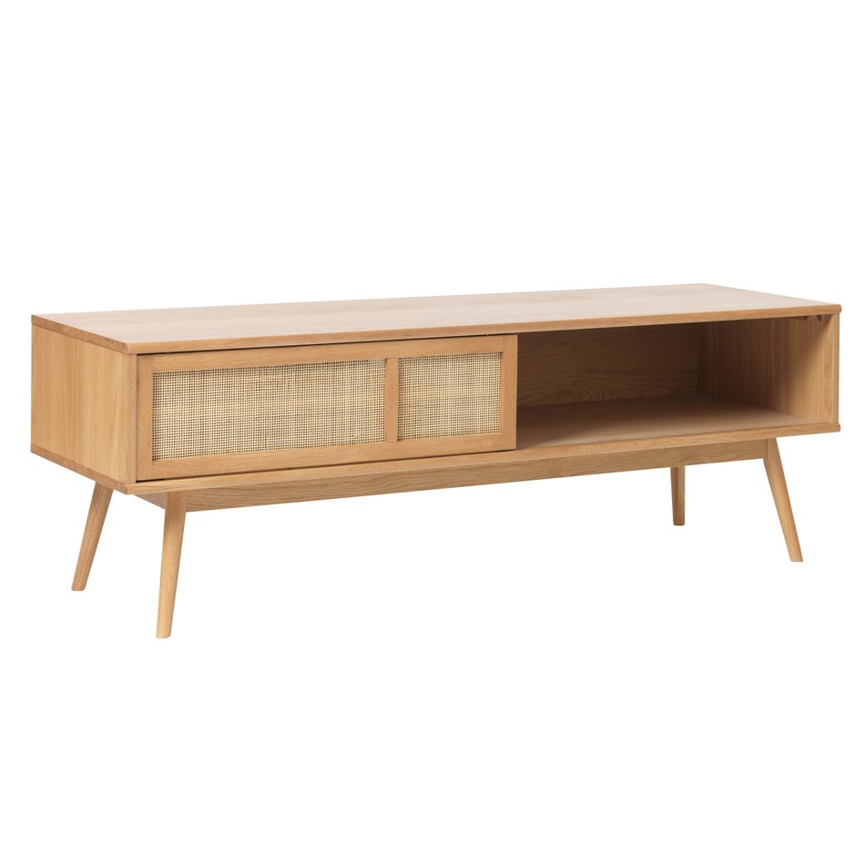 TV table Ubarali, natural color, oak veneer/MDF, H50x150x45cm