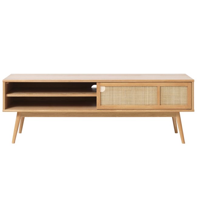 TV table Ubarali, natural color, oak veneer/MDF, H50x150x45cm