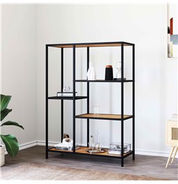 Bookcase Unaltino, wild oak color/black, MDF/steel, H112x80x35cm