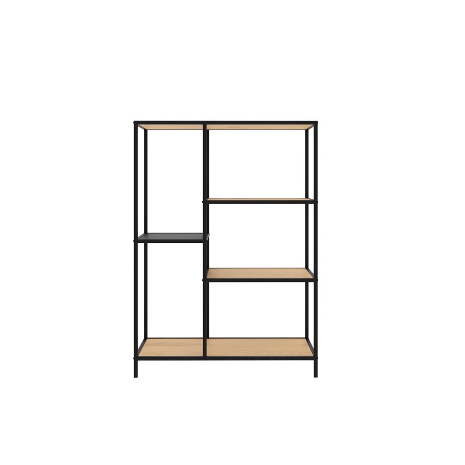 Bookcase Unaltino, wild oak color/black, MDF/steel, H112x80x35cm