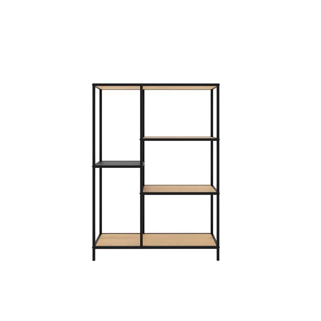 Bookcase Unaltino, wild oak color/black, MDF/steel, H112x80x35cm