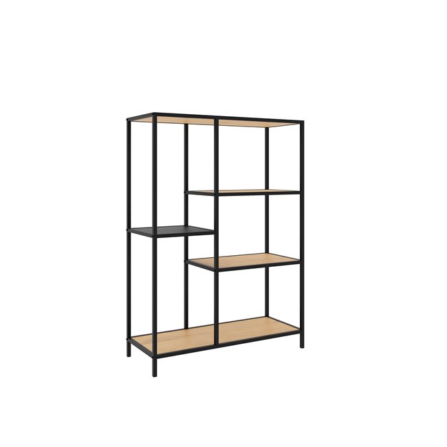 Bookcase Unaltino, wild oak color/black, MDF/steel, H112x80x35cm