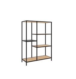 Bookcase Unaltino, wild oak color/black, MDF/steel, H112x80x35cm