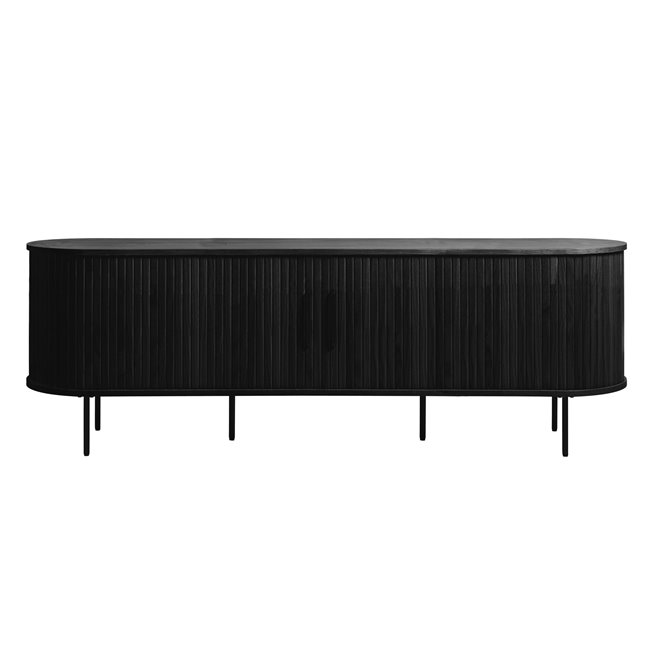 TV table Nola, black, metal/oak veneer/MDF, H55.5x180x40cm