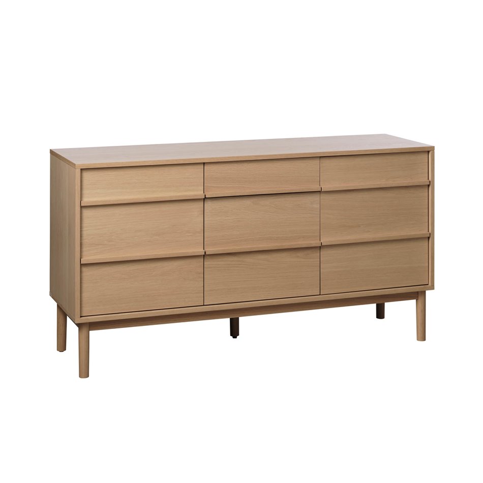 Chest of drawers Unponza, natural color, oak veneer, H75x140x43cm