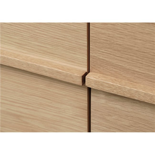 Chest of drawers Unponza, natural color, oak veneer, H75x140x43cm