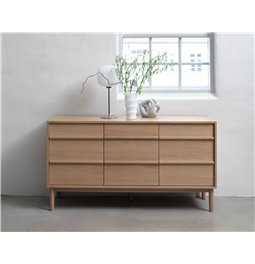 Chest of drawers Unponza, natural color, oak veneer, H75x140x43cm