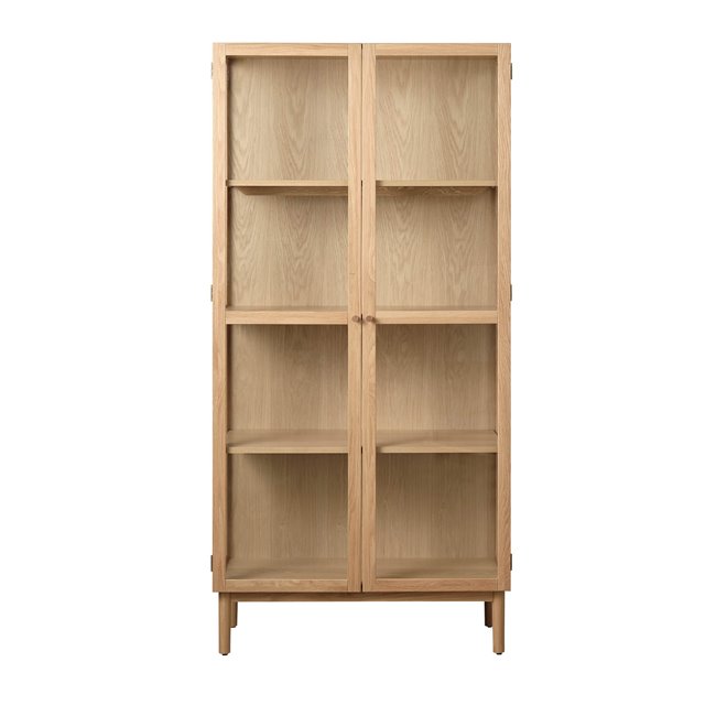 Шкаф Unelba, натурального цвета, закаленное стекло/MDF/дубовый шпон, H190х90х40см