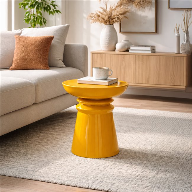 Coffee table TOTEM JAYA MTD, metal, mustard color, D38cm H43cm