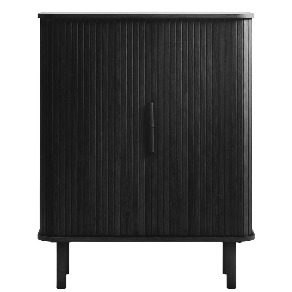 Cabinet Unkavo, black, oak veneer/MDF, H113x90x40cm