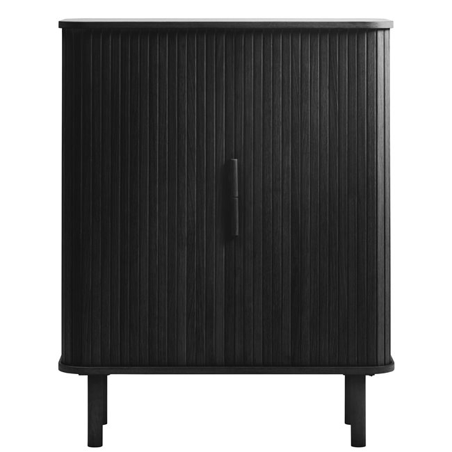 Cabinet Unkavo, black, oak veneer/MDF, H113x90x40cm