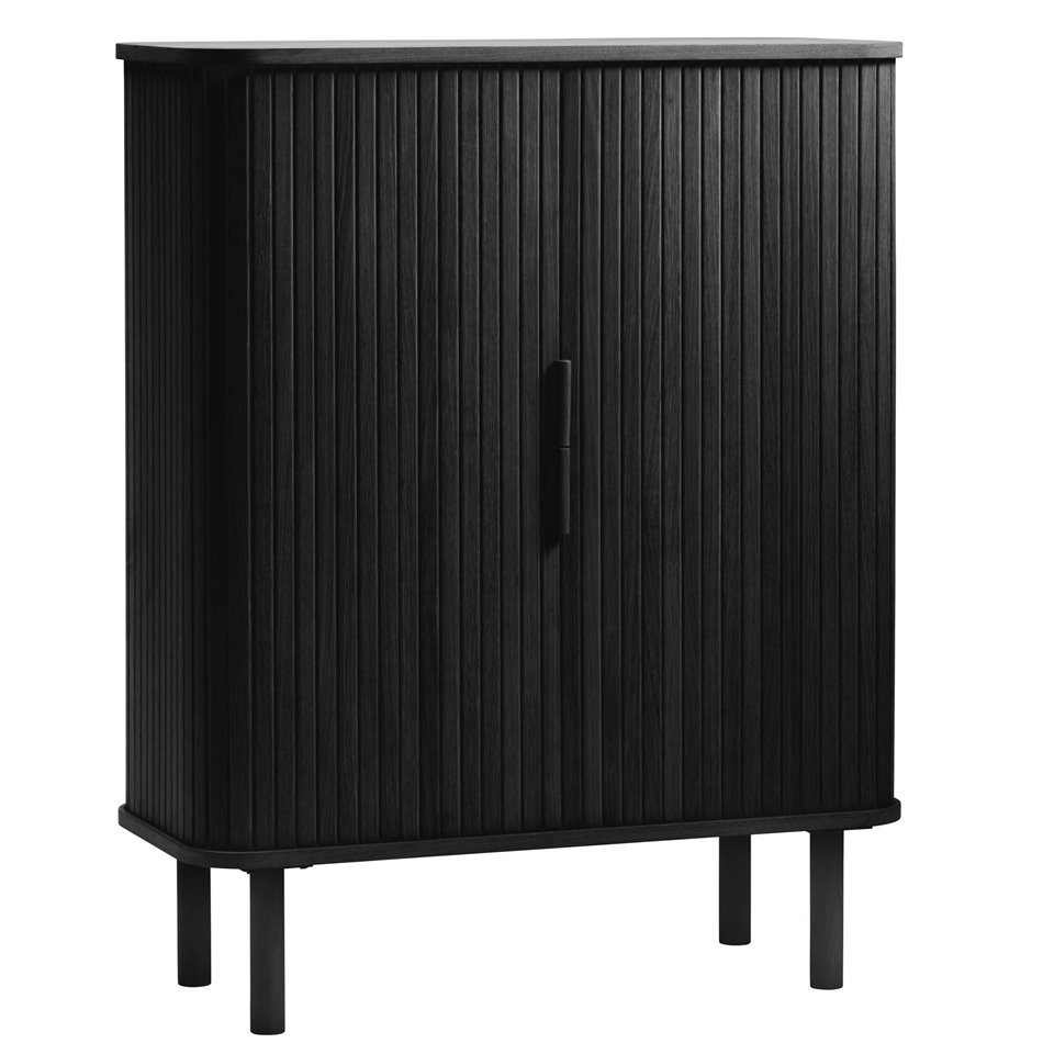 Cabinet Unkavo, black, oak veneer/MDF, H113x90x40cm