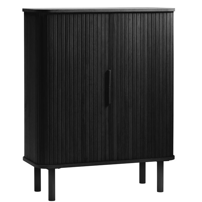 Cabinet Unkavo, black, oak veneer/MDF, H113x90x40cm