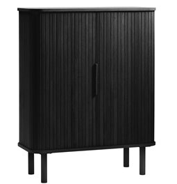 Cabinet Unkavo, black, oak veneer/MDF, H113x90x40cm