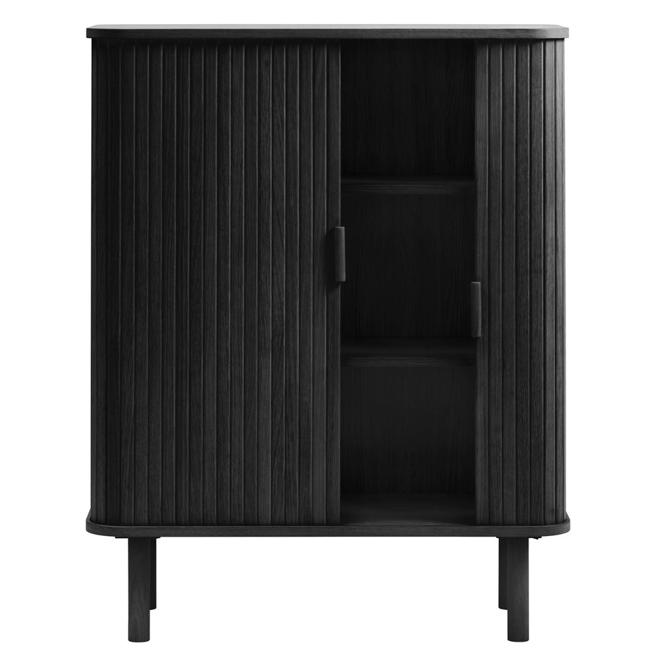 Cabinet Unkavo, black, oak veneer/MDF, H113x90x40cm