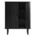 Cabinet Unkavo, black, oak veneer/MDF, H113x90x40cm