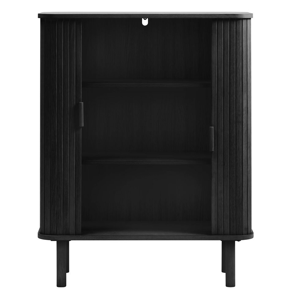 Cabinet Unkavo, black, oak veneer/MDF, H113x90x40cm