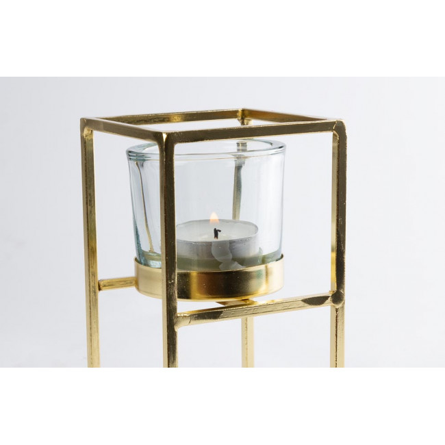 Candle holder Tomba S, golden, H15x8x8cm
