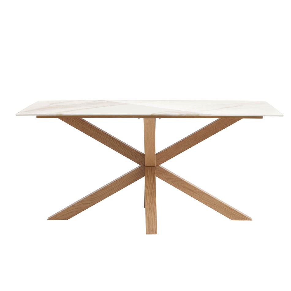Dining table Uravelo, natural/beige, oak wood, H75.5x160x90cm
