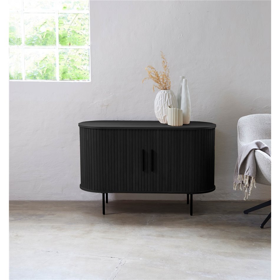 Буфет Nola, черный, металл/дубовый шпон/MDF, H76х120х45см