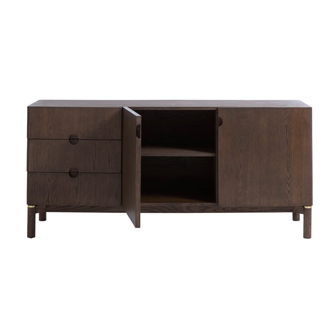 Буфет Unarun, цвет эспрессо, MDF/дубовый шпон/массив дуба, H73x160x45.5см