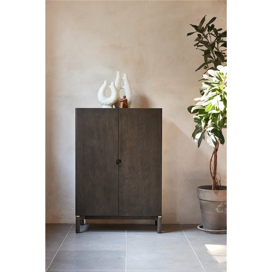 Шкаф Unarun, MDF/тёмно тонированный шпон дуба/массив дуба, H130х90х45.5см