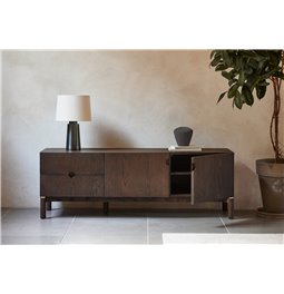 TV table Unarun, espresso oil color, MDF/oak veneer/solid oak, H55x160x46cm