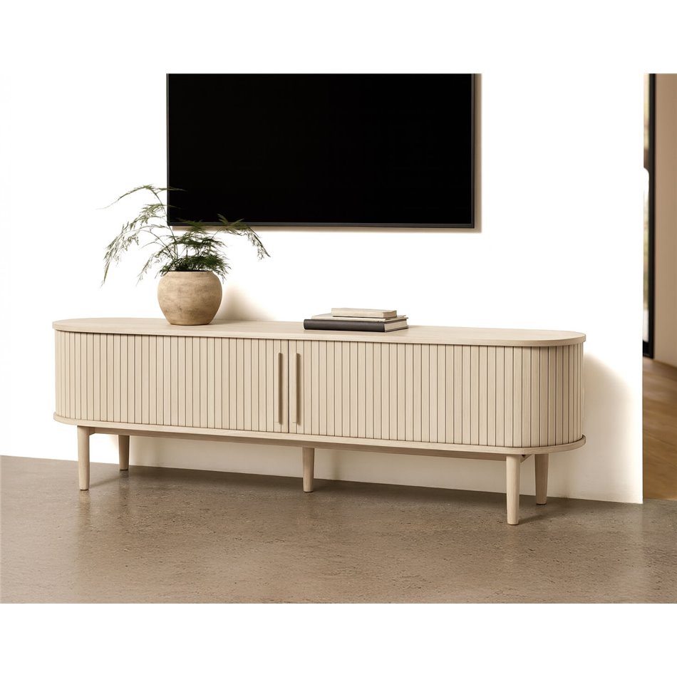 TV table Umeta, white pigmented oak color, MDF/oak veneer, H55.5x180x40cm