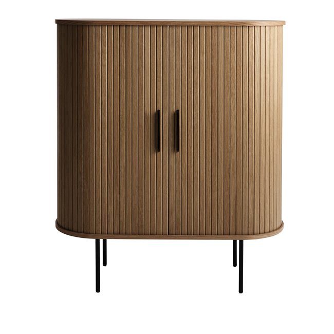 Cabinet Nola, smoked oak color, metal/oak veneer/MDF, H118x100x40cm