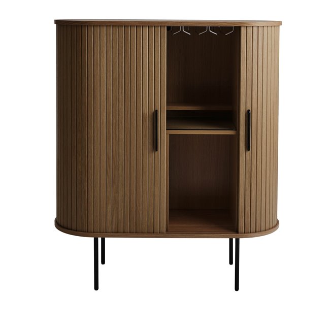 Cabinet Nola, smoked oak color, metal/oak veneer/MDF, H118x100x40cm