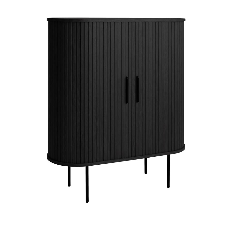 Cabinet Nola, black, metal/oak veneer/MDF, H118x100x40cm