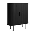 Cabinet Nola, black, metal/oak veneer/MDF, H118x100x40cm