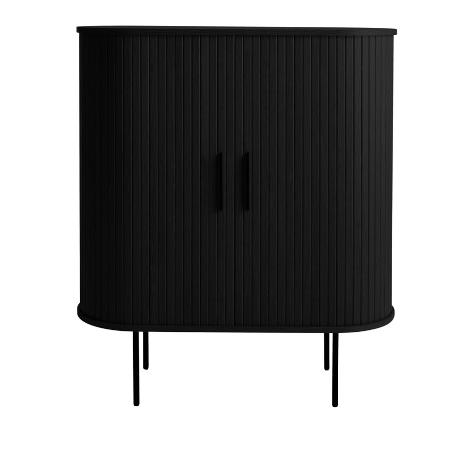 Cabinet Nola, black, metal/oak veneer/MDF, H118x100x40cm