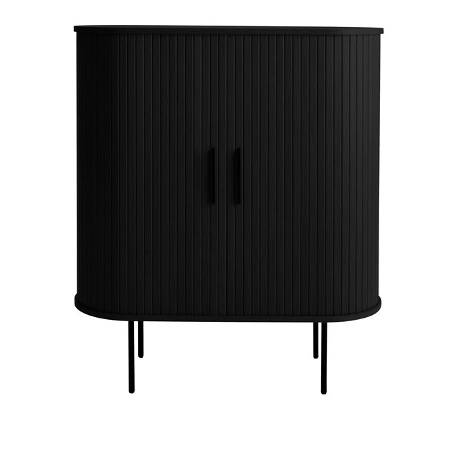 Cabinet Nola, black, metal/oak veneer/MDF, H118x100x40cm