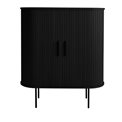 Cabinet Nola, black, metal/oak veneer/MDF, H118x100x40cm
