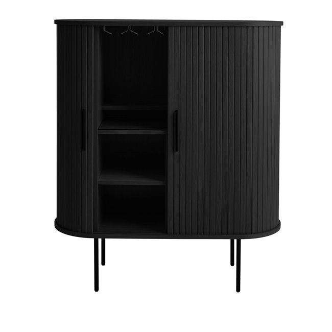 Cabinet Nola, black, metal/oak veneer/MDF, H118x100x40cm