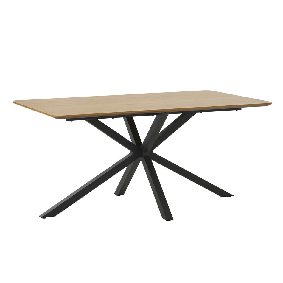 Dining table Uncesura, natural/black, MDF/metal, H75x160x90cm