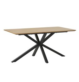 Dining table Uncesura, natural/black, MDF/metal, H75x160x90cm